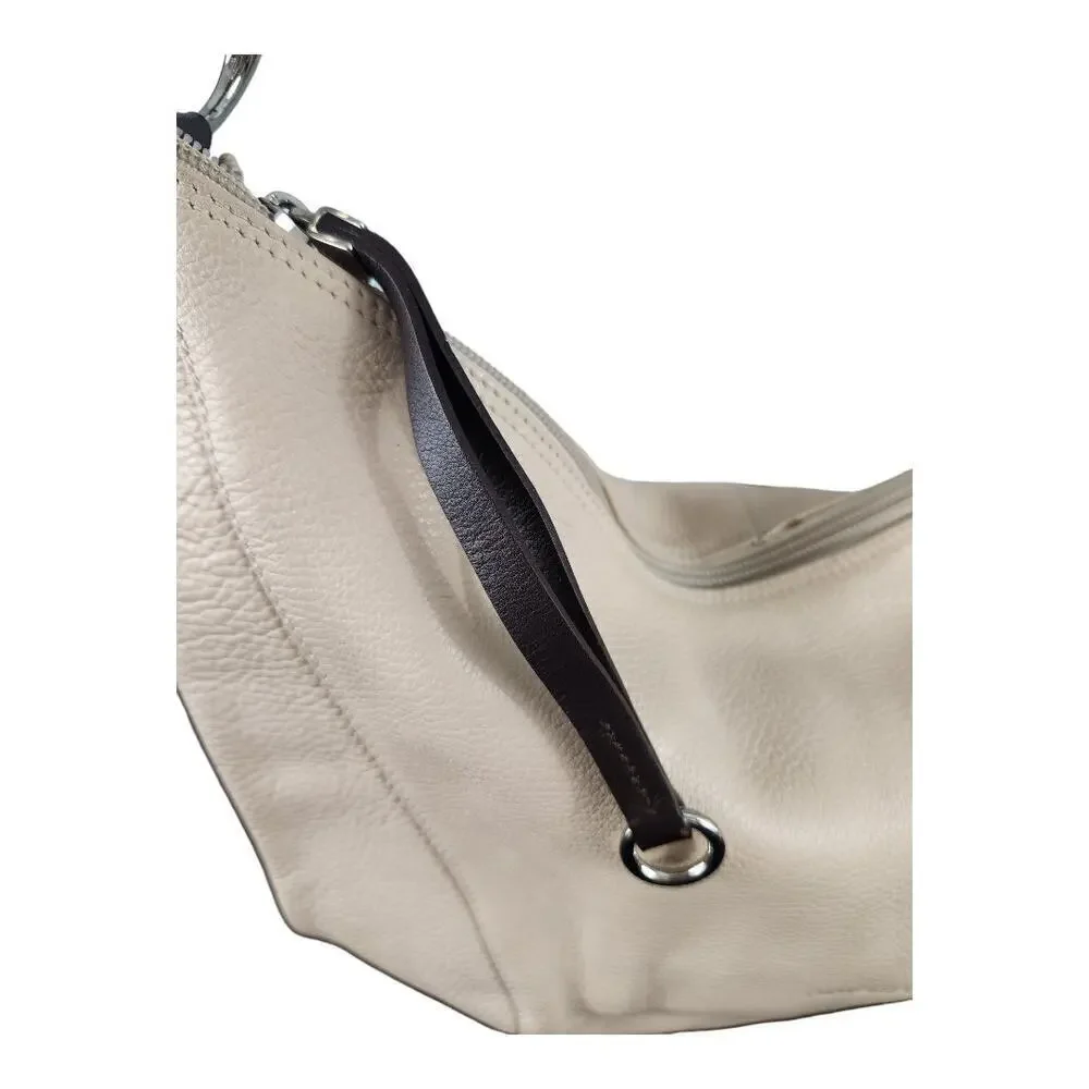 PuntoTres Genuine leather‎ hobo shoulder bag white black made in Spain purse